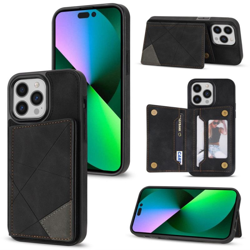 Kryt iPhone 16 Pro Držák Karty S Geometrickým Vzorem
