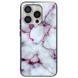 Kryt iPhone 16 Pro Fialové Mramorové Tvrzené Sklo