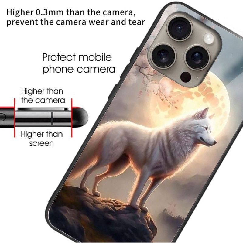 Kryt iPhone 16 Pro Kryty Na Mobil Tvrzené Sklo Moonlight Wolf
