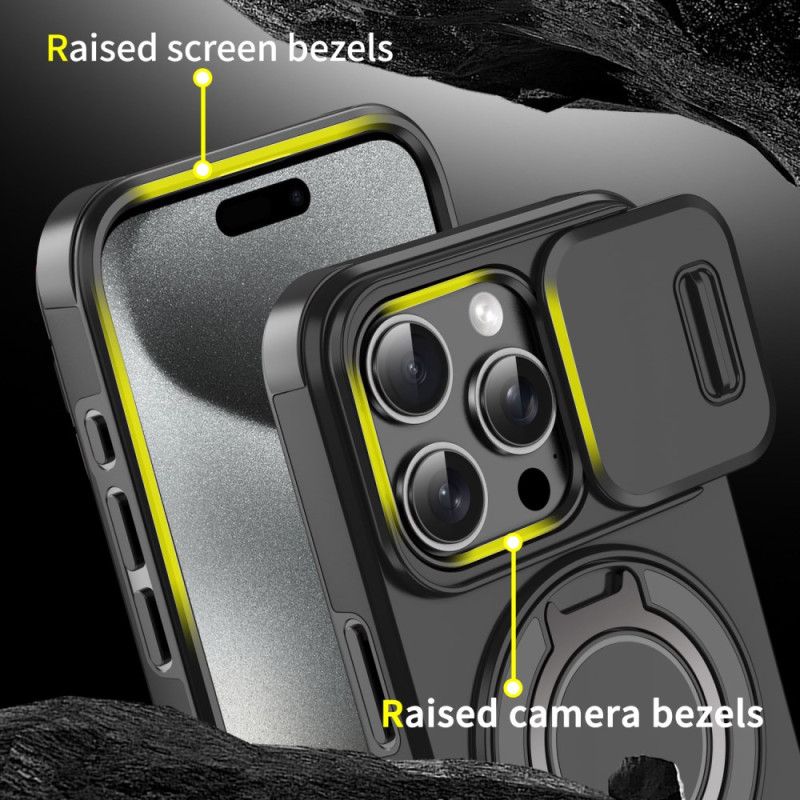 Kryt iPhone 16 Pro Otočný Držák A Posuvný Kryt Pro Objektiv Fotoaparátu