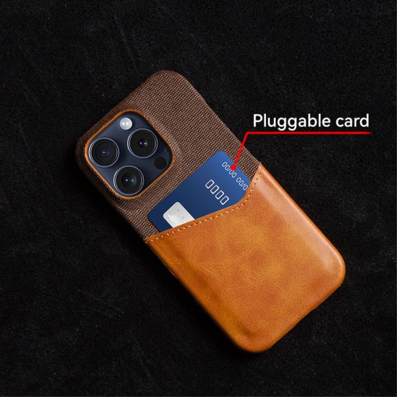 Kryt Na iPhone 16 Pro Držák Na Karty Z Imitace Kůže A Látky