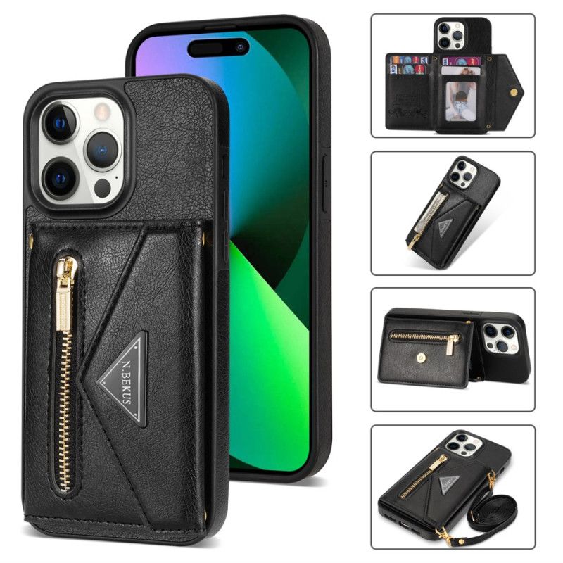 Kryt Na iPhone 16 Pro Peněženka A Popruh Přes Rameno N.bekus