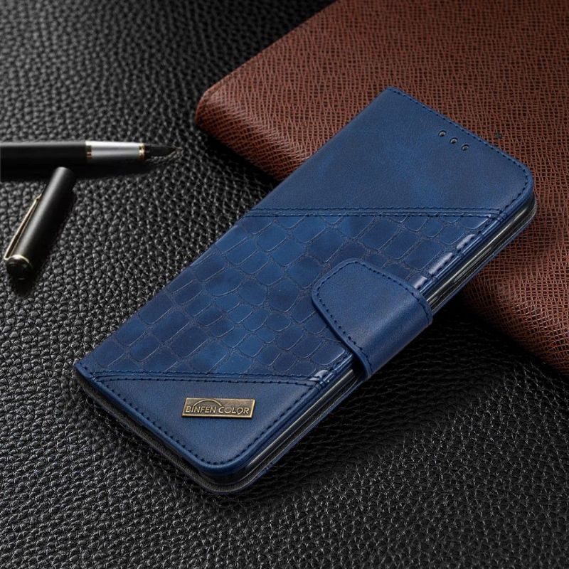 Flipové Pouzdro Na Samsung Galaxy M11 Kožený Efekt Croc Look
