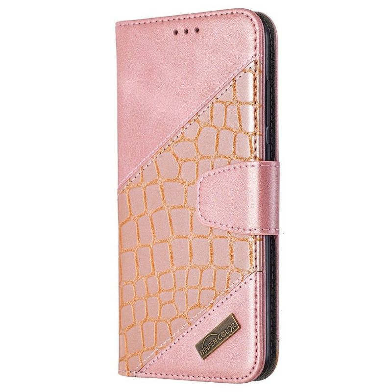 Flipové Pouzdro Na Samsung Galaxy M11 Kožený Efekt Croc Look