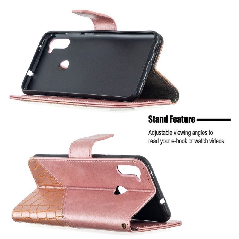 Flipové Pouzdro Na Samsung Galaxy M11 Kožený Efekt Croc Look