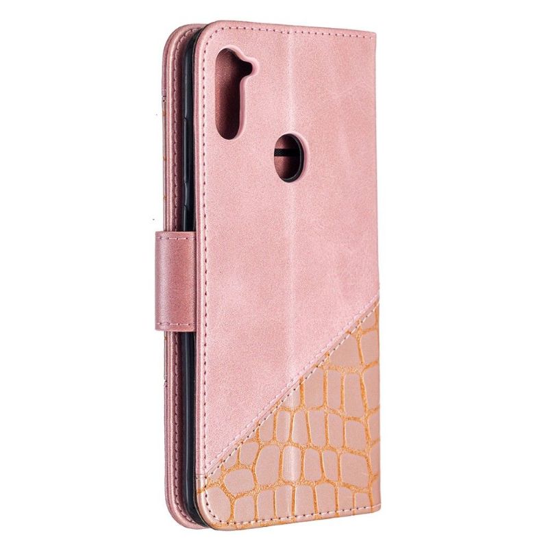 Flipové Pouzdro Na Samsung Galaxy M11 Kožený Efekt Croc Look
