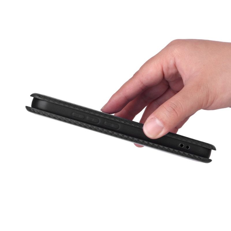 Kožené Pouzdro Folio Xiaomi 17 Textura S Uhlíkovými Vlákny