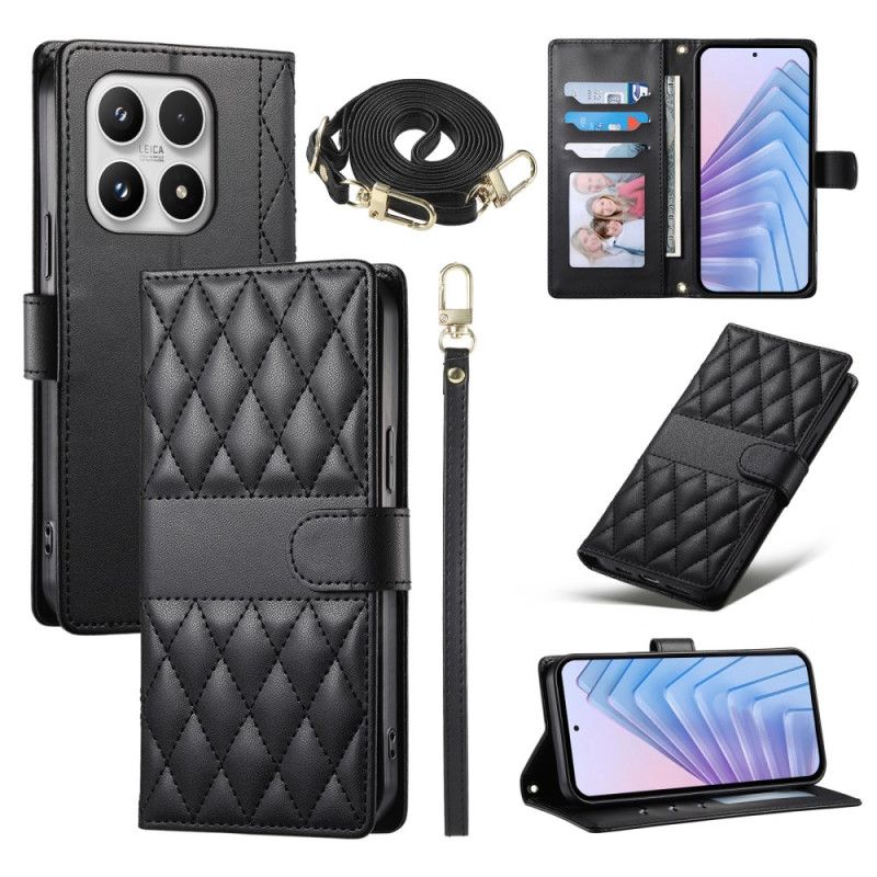 Kožený Kryt Na Xiaomi 17 Prošívaná S Popruhy