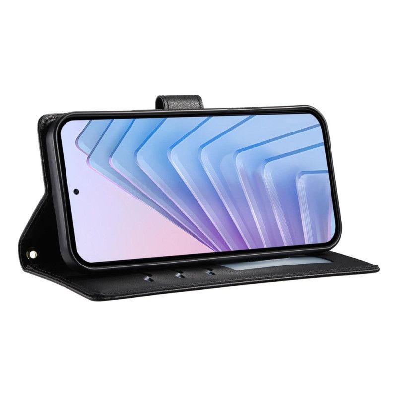 Kožený Kryt Na Xiaomi 17 Prošívaná S Popruhy