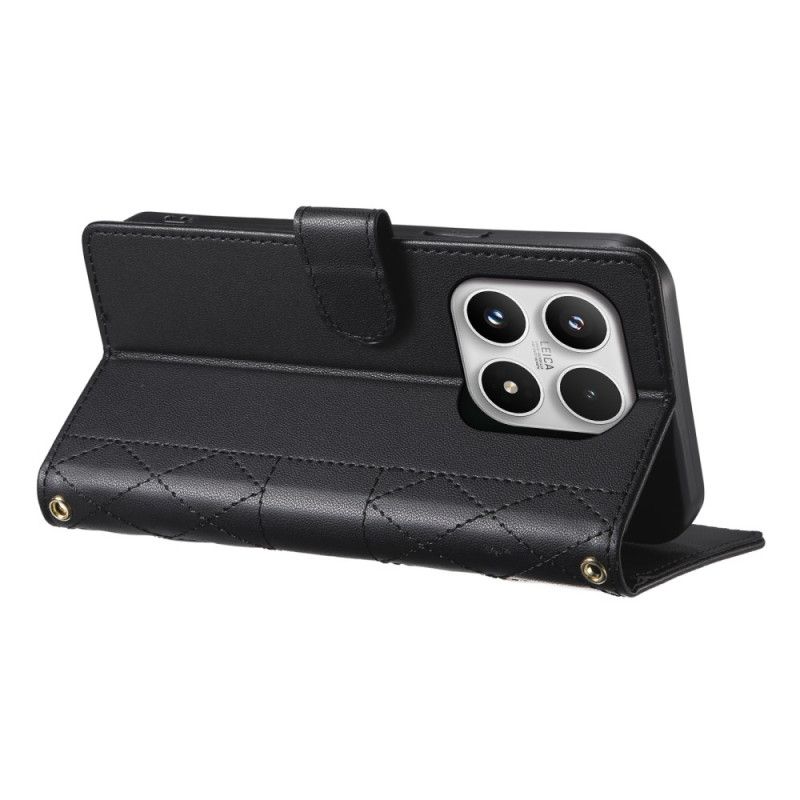 Kožený Kryt Na Xiaomi 17 Prošívaná S Popruhy