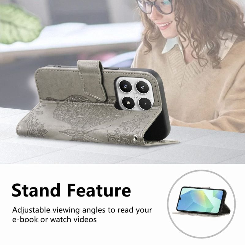 Kožený Kryt Xiaomi 17 3d Motýl A Kamínky