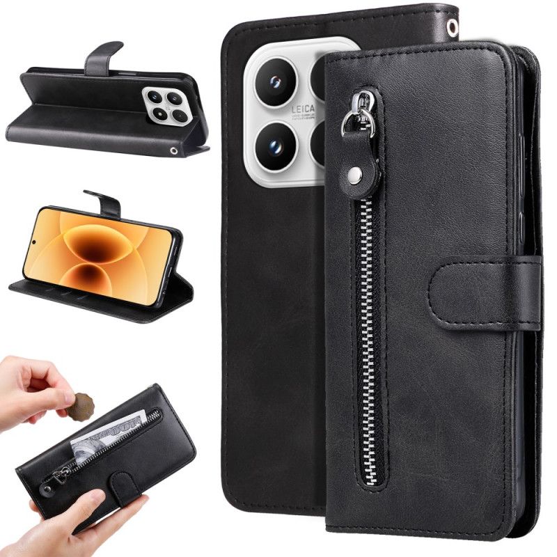 Kožený Kryt Xiaomi 17 Kapsa Na Zip