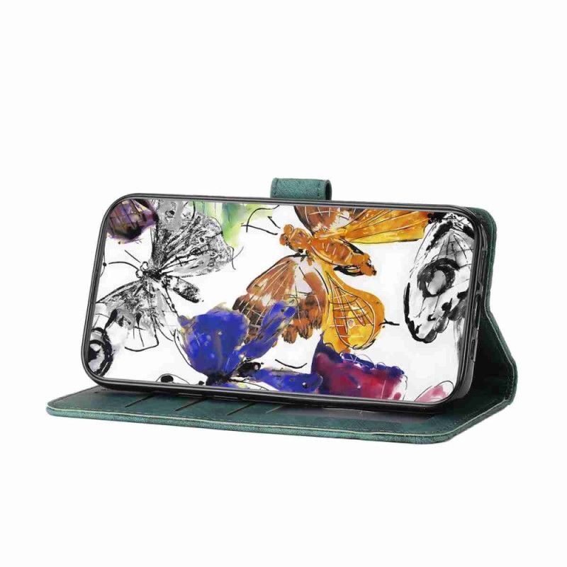 Kožený Kryt Xiaomi 17 Semišový Motýlí Efekt