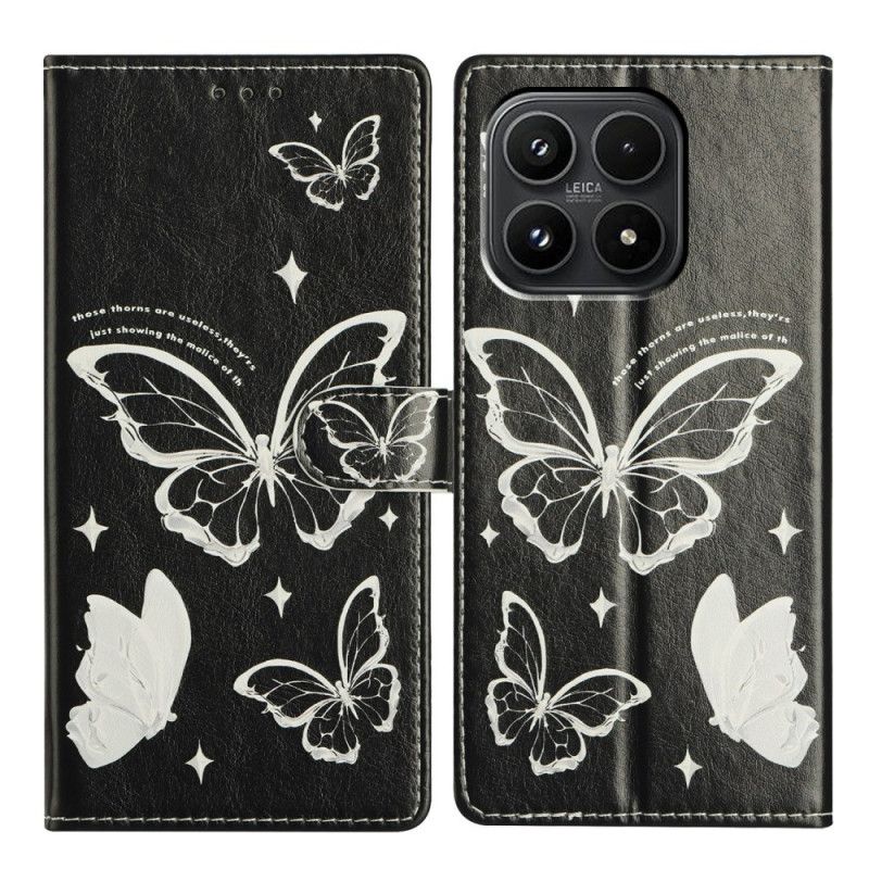 Kožený Kryt Xiaomi 17 Černobílí Motýli
