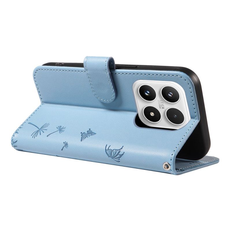 Kožený Kryt Xiaomi 17 Řemínek S Pampeliškovým Vzorem