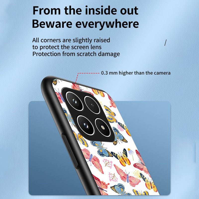 Kryt Xiaomi 17 Kryty Na Mobil Tvrzené Sklo S Motýlím Vzorem