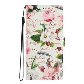 Peněženková Pouzdra Xiaomi 17 Kryty Na Mobil Květinová Báseň