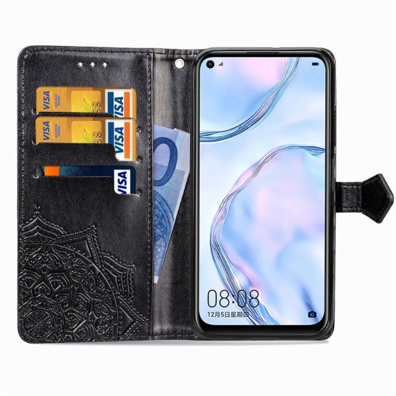 Flipové Pouzdro Na Huawei P40 Lite Držák Karty Mandala Sun