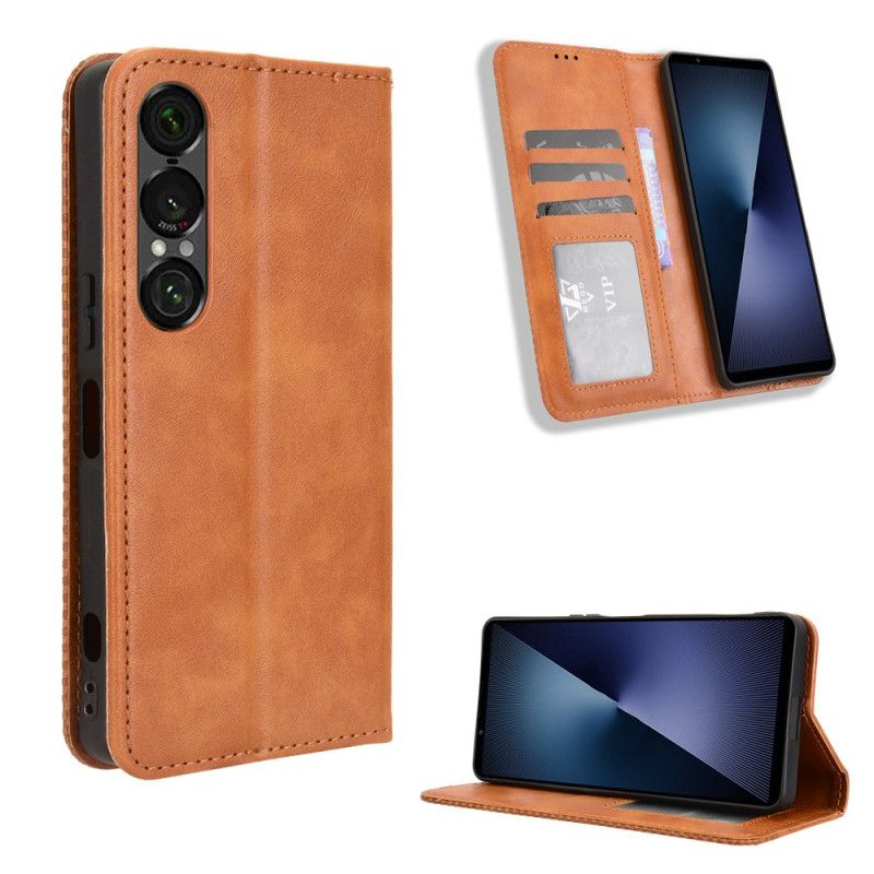 Kožené Pouzdro Folio Sony Xperia 1 Vii Vintage Okraj