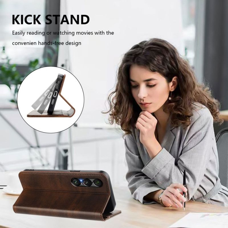 Kožené Pouzdro Sony Xperia 1 Vii Rfid Ochrana Retro Design