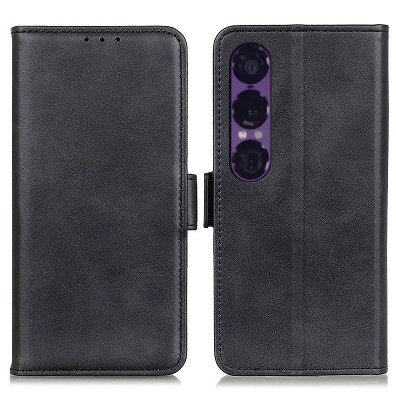 Kožený Kryt Sony Xperia 1 Vii Dvojitá Spona