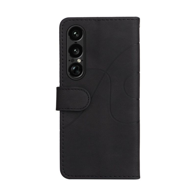 Kožený Kryt Sony Xperia 1 Vii Dvoubarevná Vlnovka