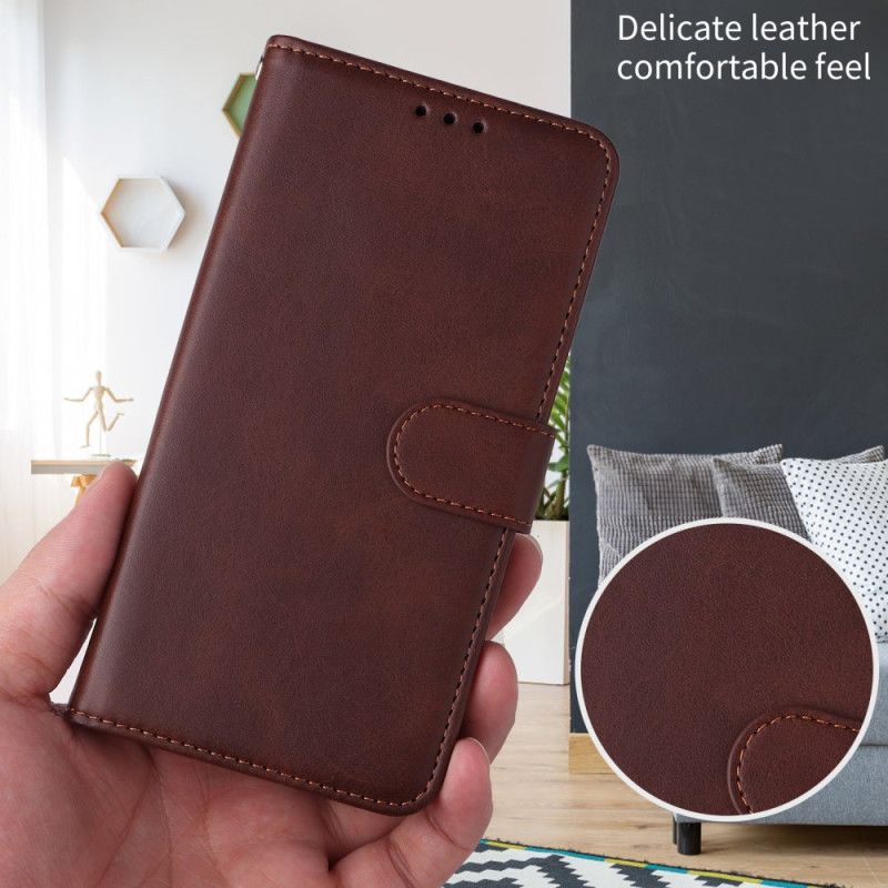 Kožený Kryt Sony Xperia 1 Vii Jednobarevná Umělá Kůže