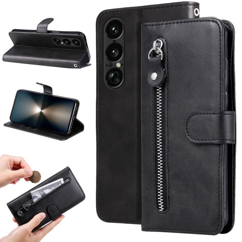 Kožený Kryt Sony Xperia 1 Vii Peněženka Na Mince