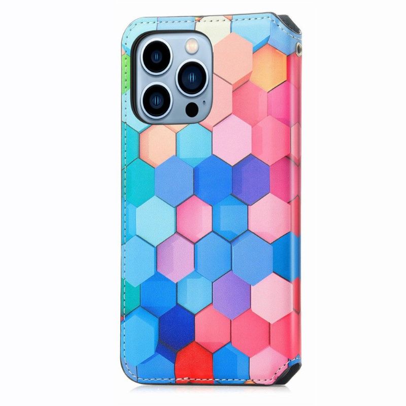 Flipové Pouzdro Na iPhone 13 Pro Kožené Pouzdro Barevná Voštinová Klopa