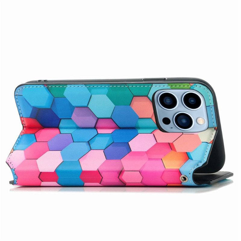 Flipové Pouzdro Na iPhone 13 Pro Kožené Pouzdro Barevná Voštinová Klopa