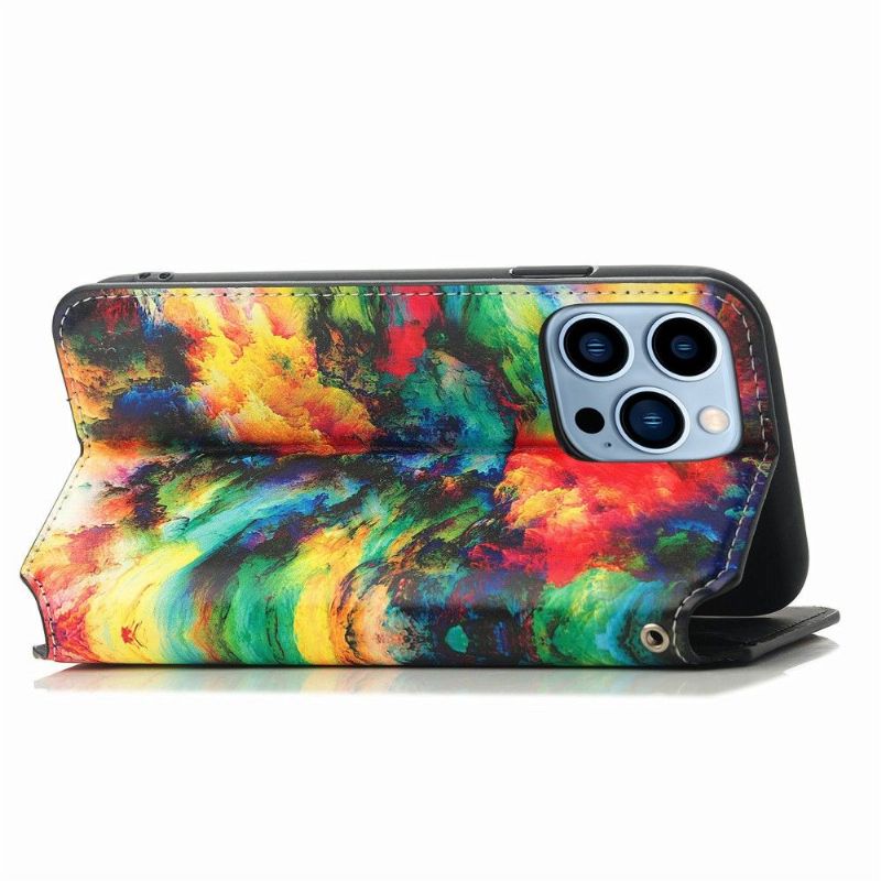 Flipové Pouzdro Na iPhone 13 Pro Kožené Pouzdro Iridescent Cloud Flip Flap
