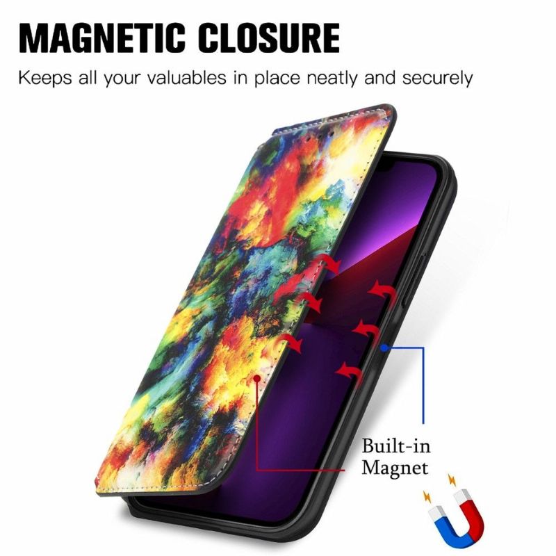 Flipové Pouzdro Na iPhone 13 Pro Kožené Pouzdro Iridescent Cloud Flip Flap