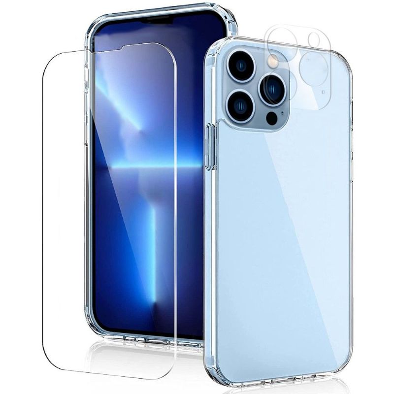 iPhone 13 Pro – Průhledné Pouzdro + Ochrana Obrazovky + Ochrana Objektivu