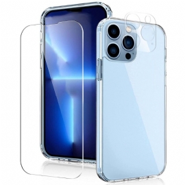 iPhone 13 Pro – Průhledné Pouzdro + Ochrana Obrazovky + Ochrana Objektivu