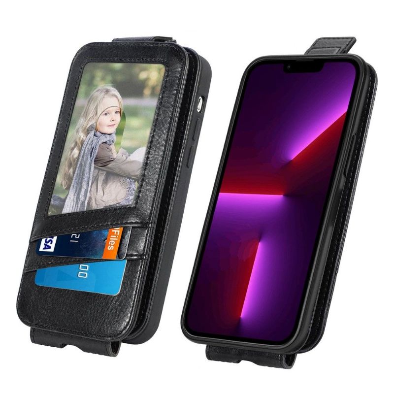 Kožené Pouzdro Na iPhone 13 Pro Flipové Pouzdro Držák Karty S Vertikální Chlopní