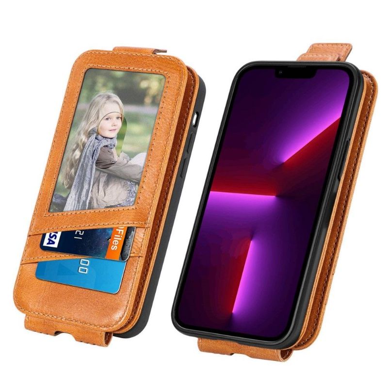 Kožené Pouzdro Na iPhone 13 Pro Flipové Pouzdro Držák Karty S Vertikální Chlopní