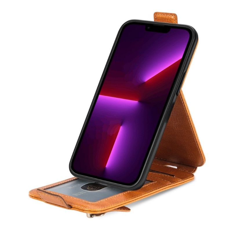 Kožené Pouzdro Na iPhone 13 Pro Flipové Pouzdro Držák Karty S Vertikální Chlopní