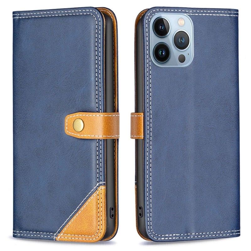 Kožené Pouzdro Na iPhone 13 Pro Odkryté Švy Binfen Series-8