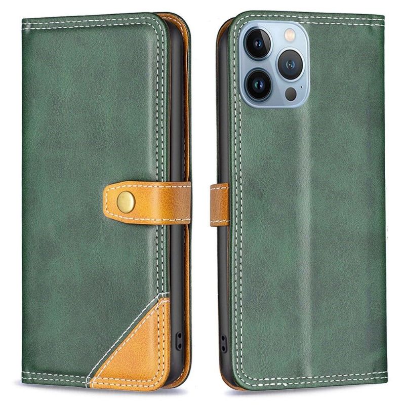 Kožené Pouzdro Na iPhone 13 Pro Odkryté Švy Binfen Series-8