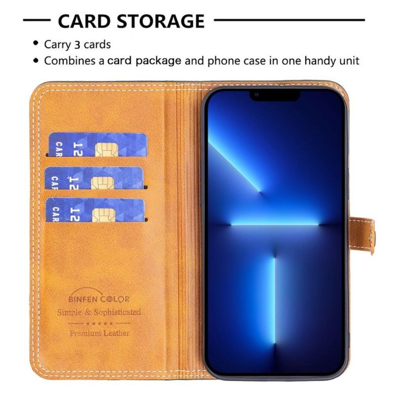Kožené Pouzdro Na iPhone 13 Pro Odkryté Švy Binfen Series-8