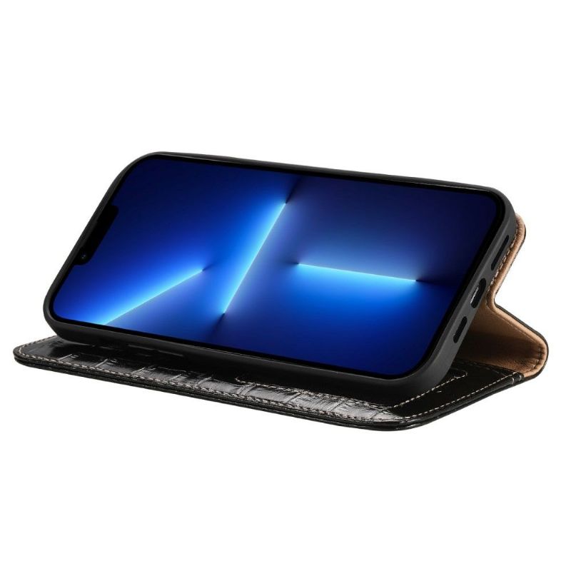 Kožené Pouzdro Na iPhone 13 Pro Originální Kůže Croco Look