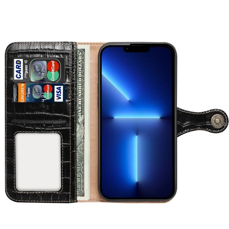 Kožené Pouzdro Na iPhone 13 Pro Originální Kůže Croco Look