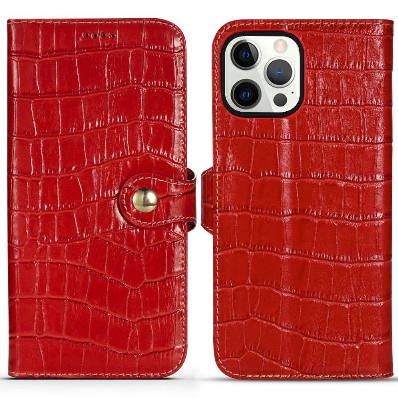 Kožené Pouzdro Na iPhone 13 Pro Originální Kůže Croco Look