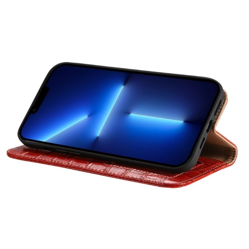 Kožené Pouzdro Na iPhone 13 Pro Originální Kůže Croco Look