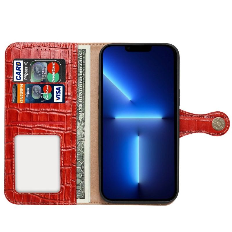 Kožené Pouzdro Na iPhone 13 Pro Originální Kůže Croco Look