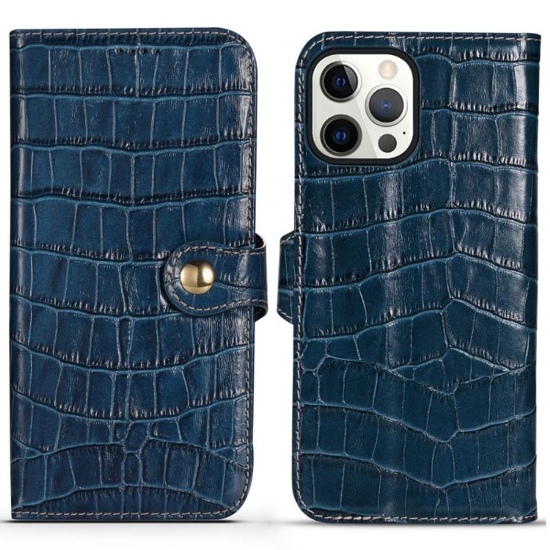 Kožené Pouzdro Na iPhone 13 Pro Originální Kůže Croco Look