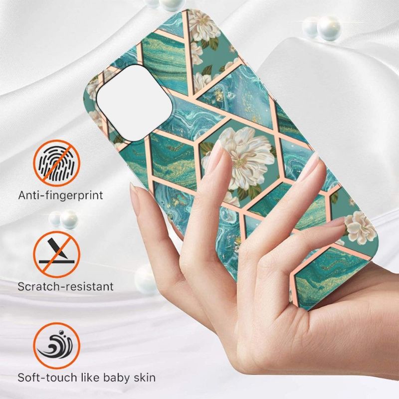 Kryt Na iPhone 13 Pro Mramor A Bílé Květy
