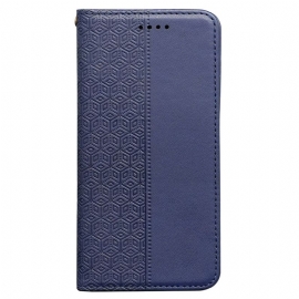 Kožené Pouzdro Folio Na Realme 14 5g Kostkovaný Okraj A Pásek