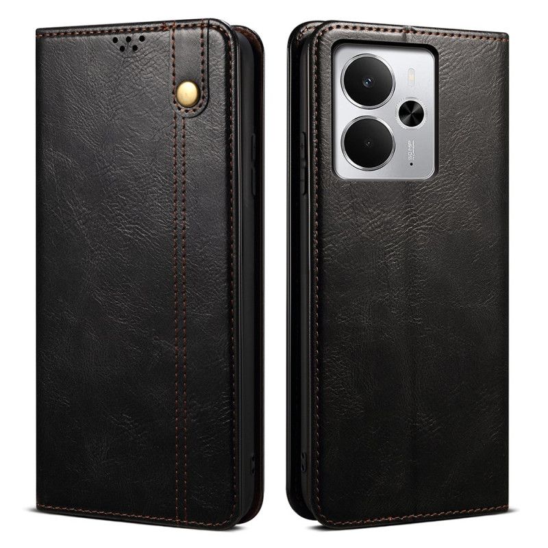 Kožené Pouzdro Realme 14 5g Kryty Na Mobil Voskovaná Imitace Kůže