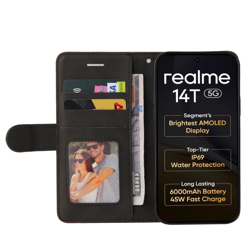 Kožený Kryt Na Realme 14 5g Dvoubarevný Vlnitý